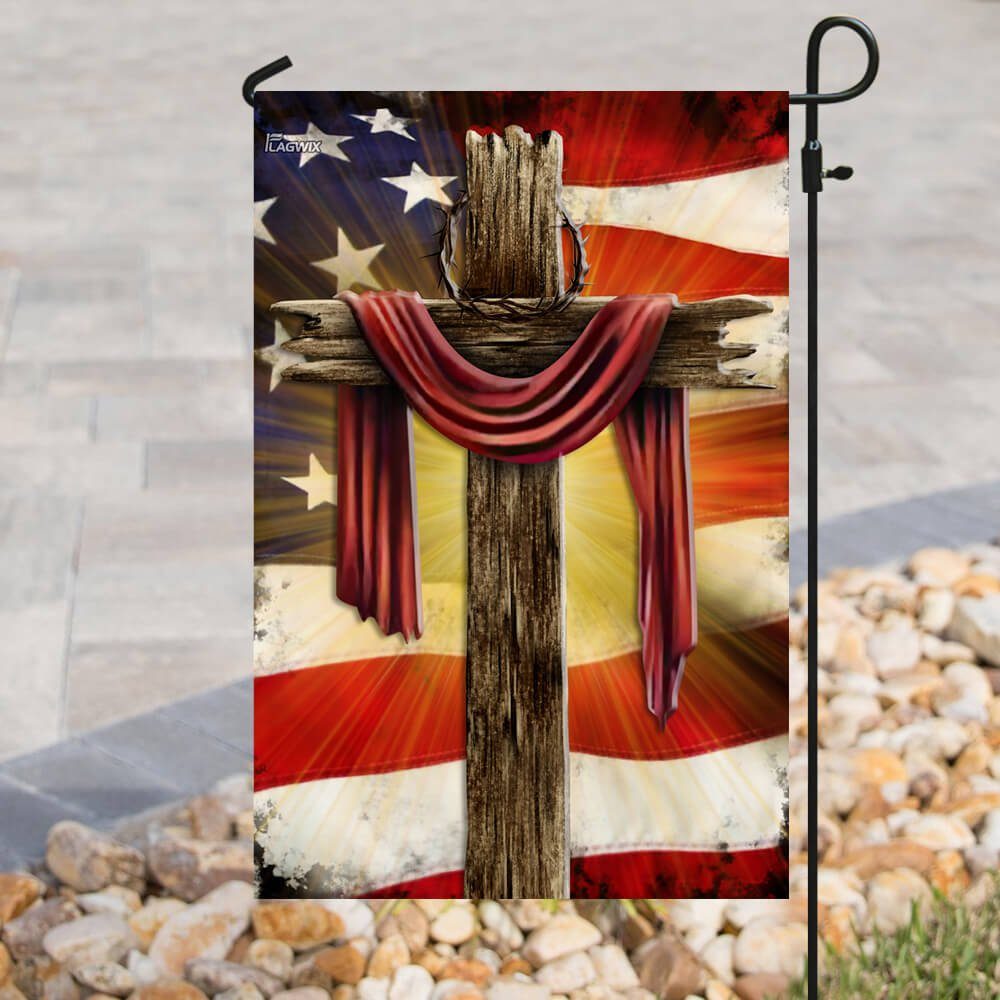 Jesus Christian Cross American Flag Flagwix