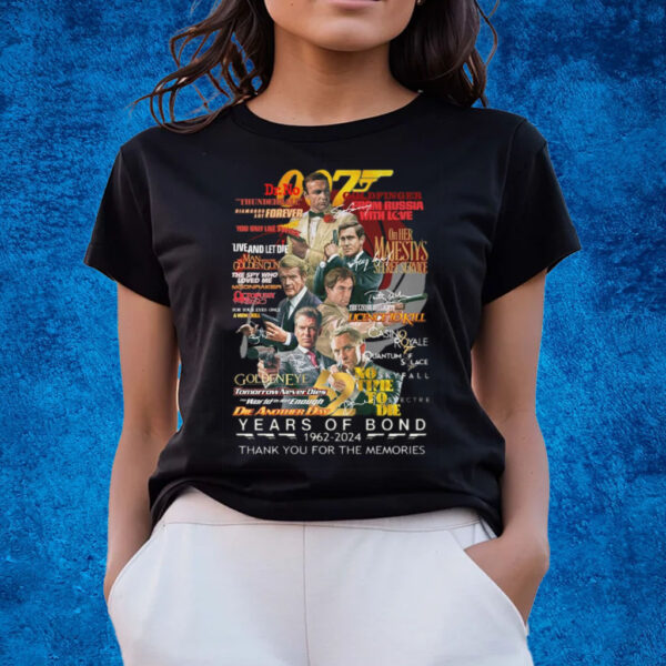 007 Years Of Bond 1962 – 2024 Thank You For The Memories T-Shirts