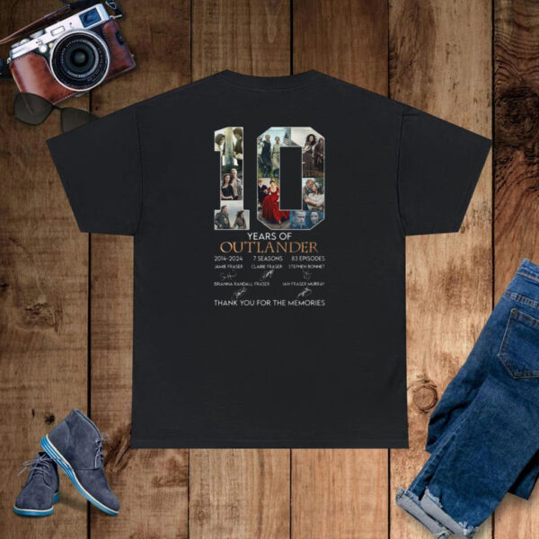 10 Years Of 2014-2024 7 Seasons 83 Episodes Outlander Thank You For The Memories T-Shirt