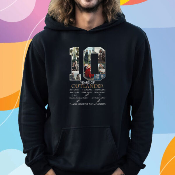 10 Years Of 2014-2024 7 Seasons 83 Episodes Outlander Thank You For The Memories T-Shirt Hoodie