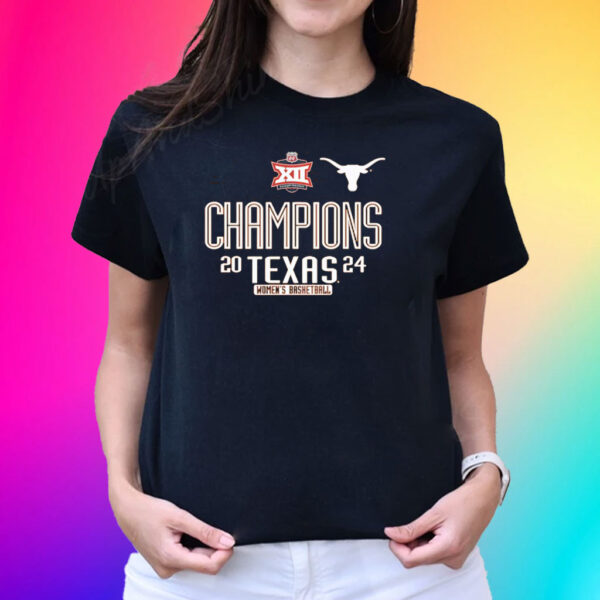 Texas Longhorns 2024 Big 12 Women’s Basketball Conference Tournament Champions Locker Room T-Shirt