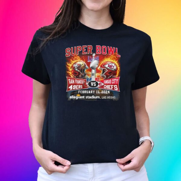 Super Bowl LVIII 49ers Vs Chiefs February 2024 Allegiant Stadium Las Vegas T-Shirt