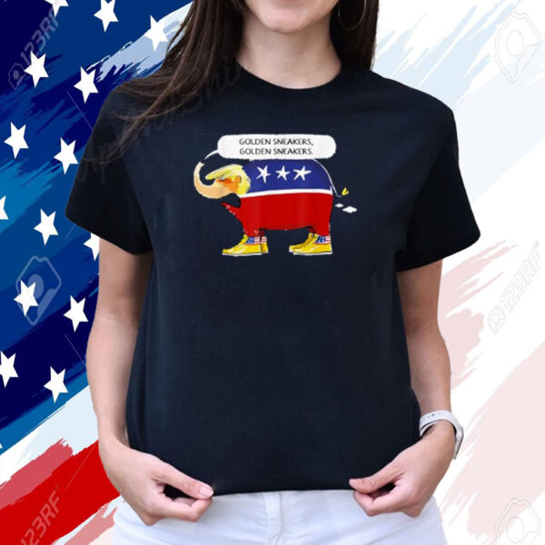 Funny Joke Trump Never Surrender Golden Sneaker 2024 USA T-Shirt