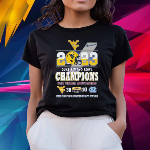 2023 Dukes Mayo Bowl Champions West Virginia Mountaineers 30 – 10 North Carolina T-Shirts