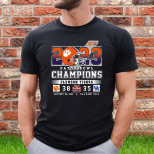 2023 Gator Bowl Champions Clemson Tigers 38 – 35 Kentucky Wildcats December 29 2023 Tiaa Bank Field Shirt