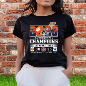 2023 Gator Bowl Champions Clemson Tigers 38 – 35 Kentucky Wildcats December 29 2023 Tiaa Bank Field Shirts