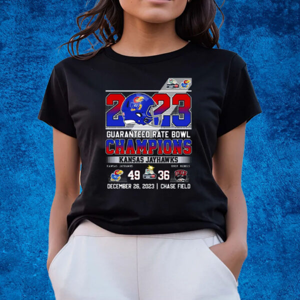 2023 Guaranteed Rate Bowl Champions Kansas Jayhawks 49 – 36 Unlv Rebels December 26 2023 Chase Field T-Shirts