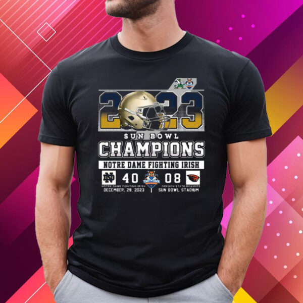 2023 Sun Bowl Champions Notre Dame Fighting Irish 40 – 08 Oregon State Beavers T-Shirt