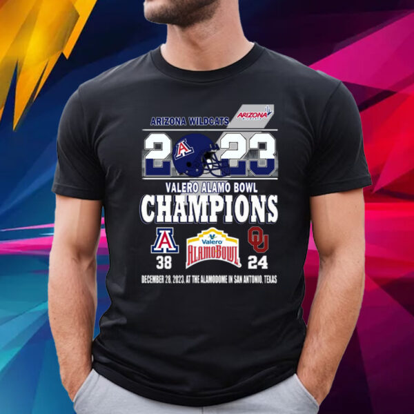 2023 Valero Alamo Bowl Champions Arizona Wildcats 38 – 24 Oklahoma Sooners December 28, 2023 At The Alamodome In San Antonio, Texas T-Shirt