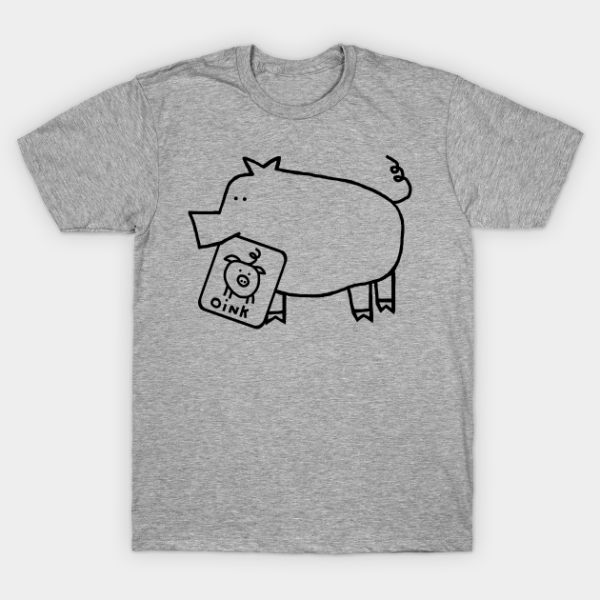 Cute Animals Pig Self Portrait Outline T-Shirt Unisex