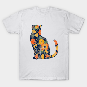 Floral cat, botanical cat sitting T-Shirt Unisex