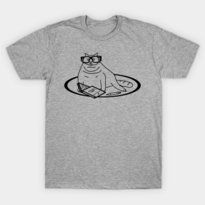 Funny Fat Cat Reads Book For Animals T-Shirt Unisex