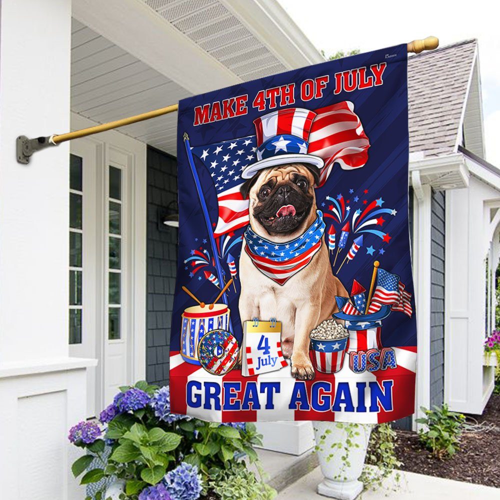 4th Of July Pug Dog Flag Make 4th of July Great Again MLN143F