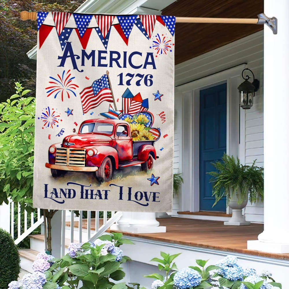 4th Of July Truck America 1776 Land That I Love Flag TQN1301F