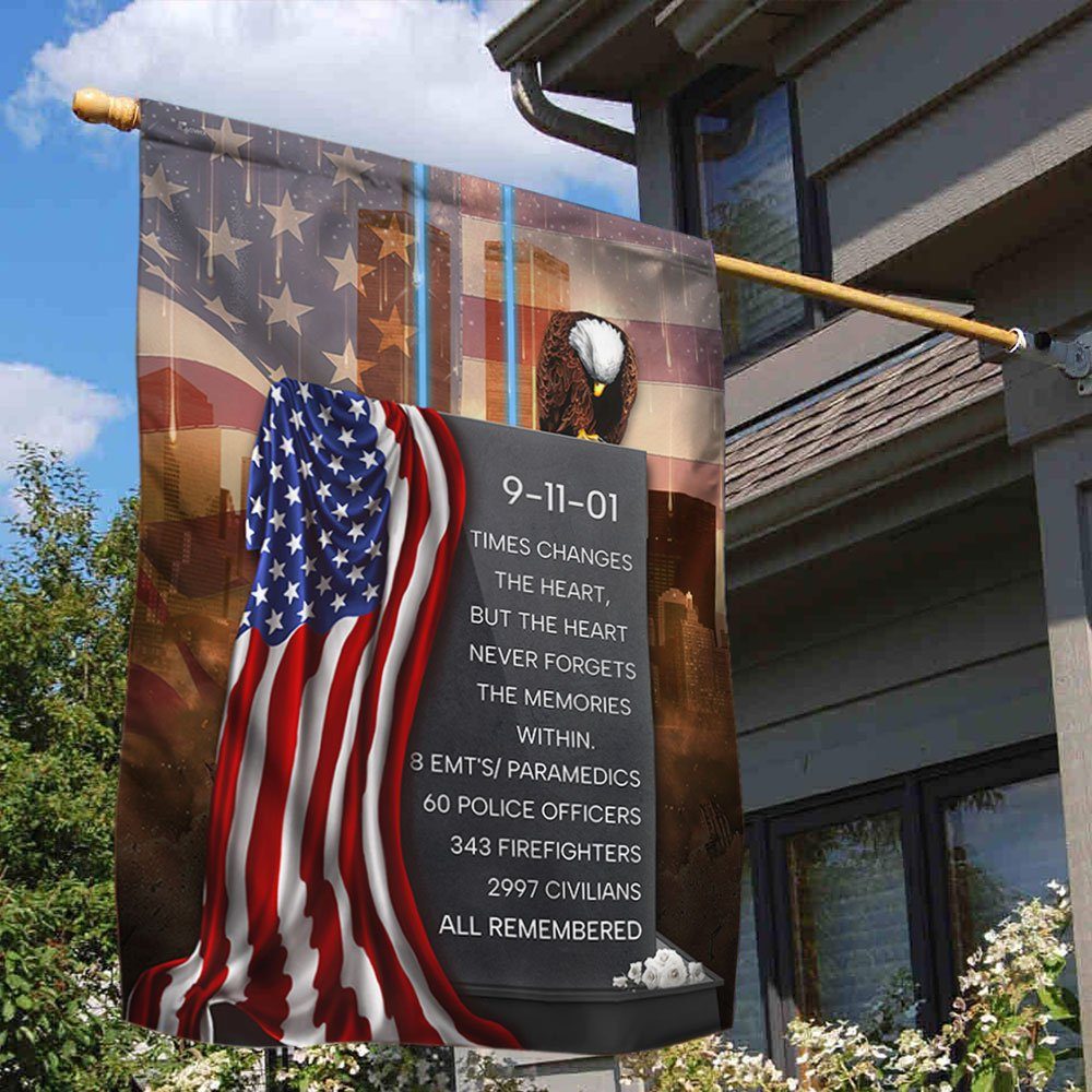 911 Patriot Day Never Forget Flag The Heart Never Forgets The Memories Within Flag MLN378F