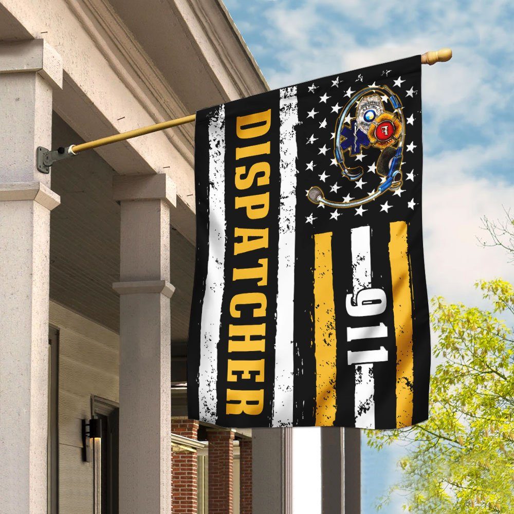 9 11 Dispatcher Thin Gold Line Flagwix™ 911 Dispatcher Flag