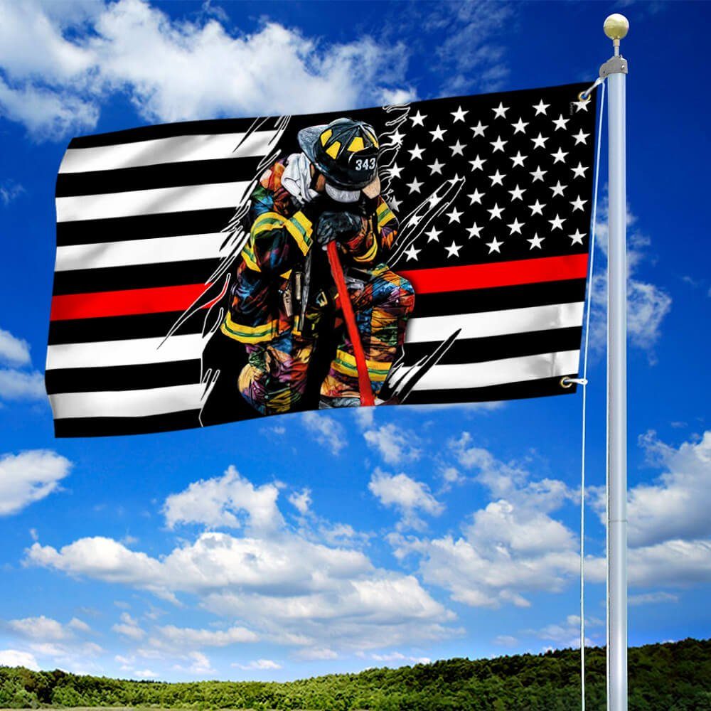 9 11 Never Forget Firefighter Grommet Flag 20th Anniversary Of ...