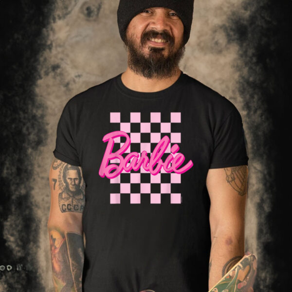 Barbie Barbie Logo Checkered Background T Shirt