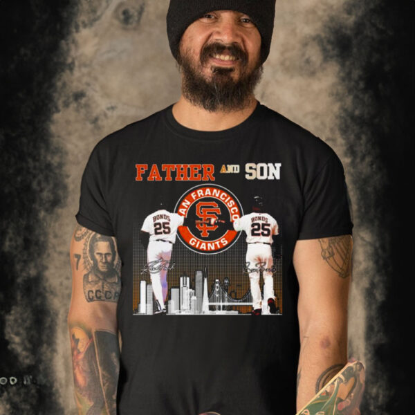 Father And Son San Francisco Giants Bonds Signatures 2023 Shirt