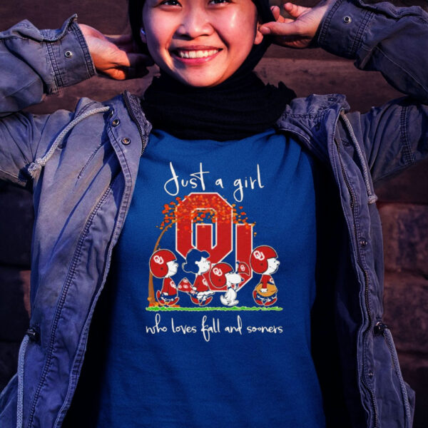 Official Just a girl who loves fall and sooners T-shirt