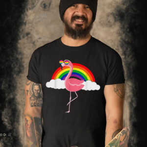 Pan Pansexual Flamingo Gay Rainbow Flag LGBTQ Cool LGBT Gift T Shirt