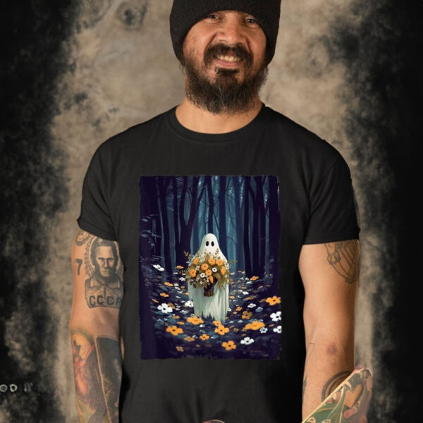 Vintage Floral Ghost In The Forest Halloween Spooky T-Shirt