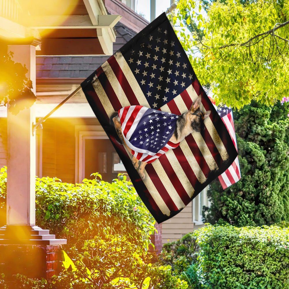 A German Shepherd American Patriot Flag