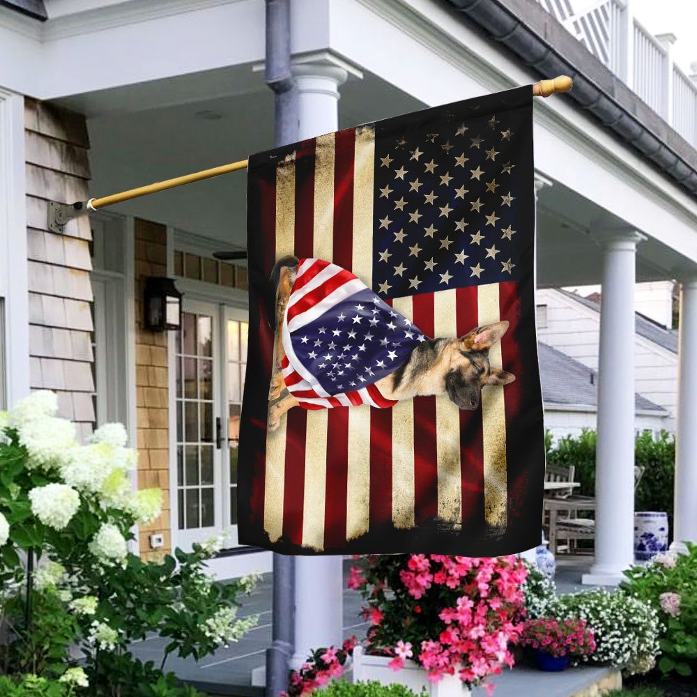 A German Shepherd American Patriot Flag