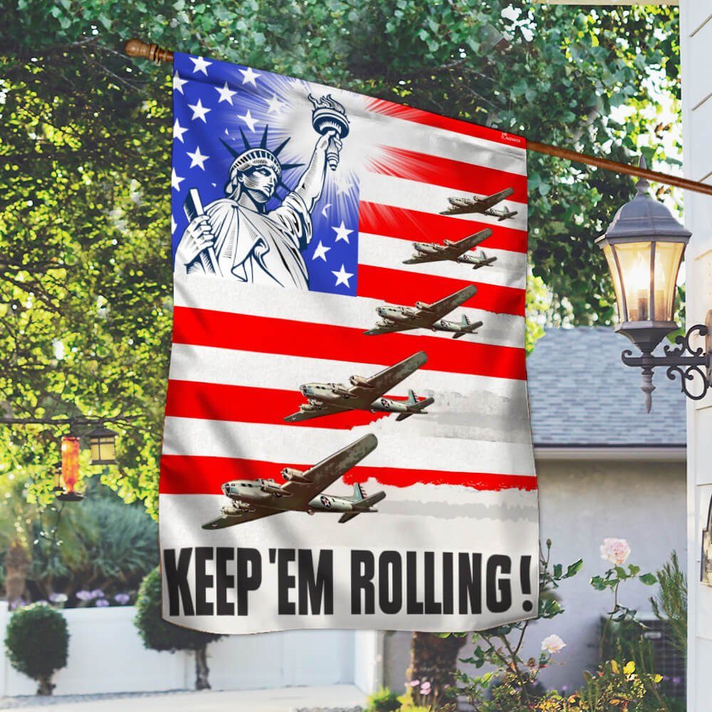 Airplane Flag American Keep ‘Em Rolling NTB236Fv2