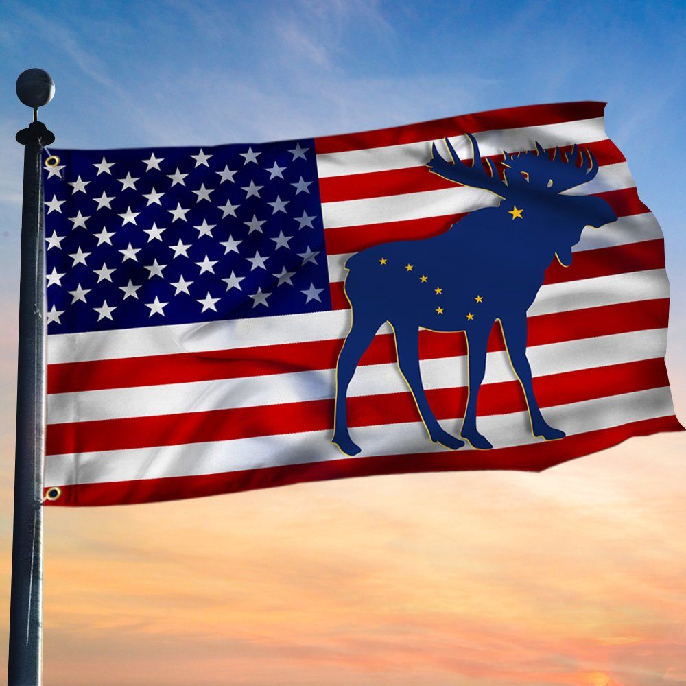 Alaska State Moose Grommet Flag MLN703GF