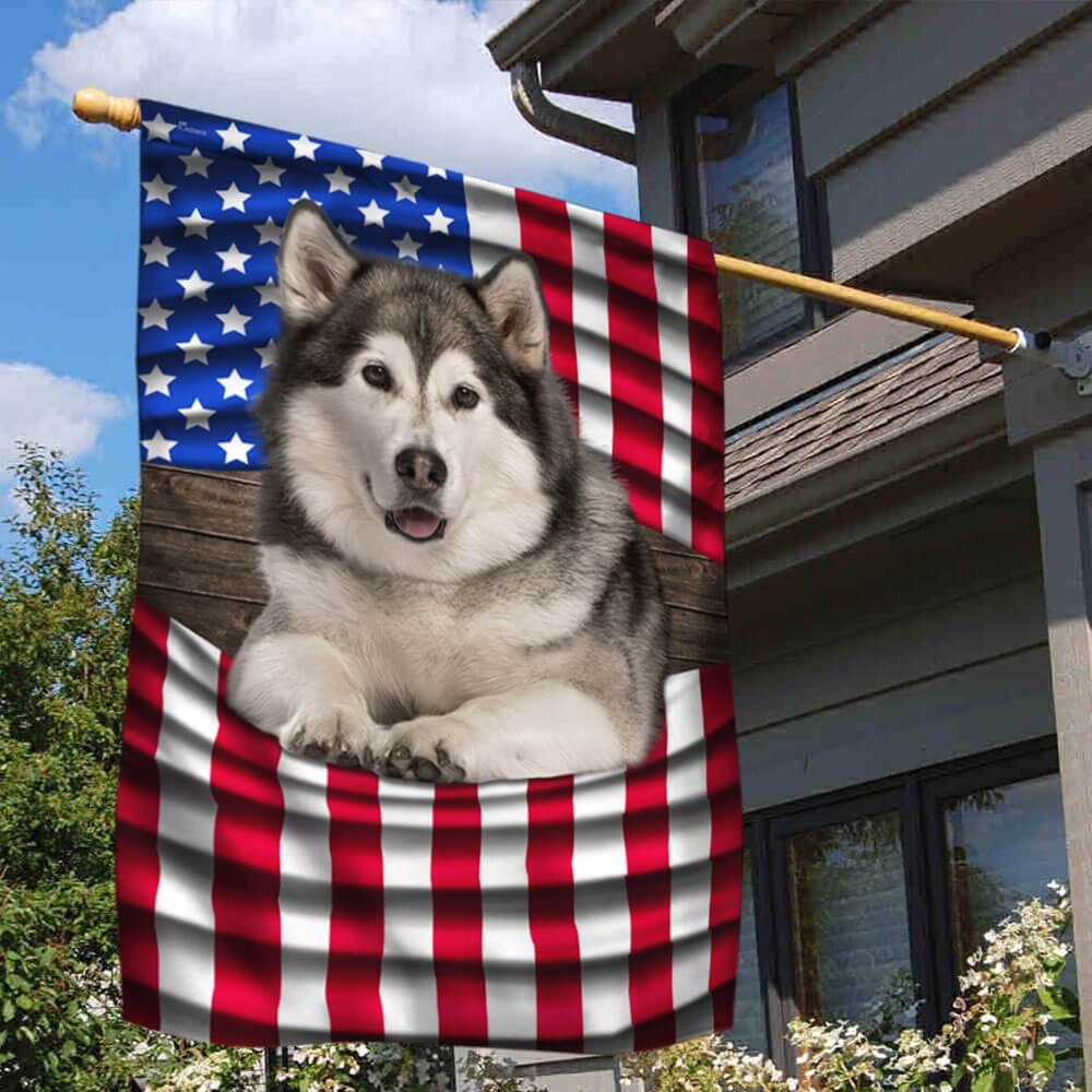 Alaskan Malamute American Flag THB3647Fv2