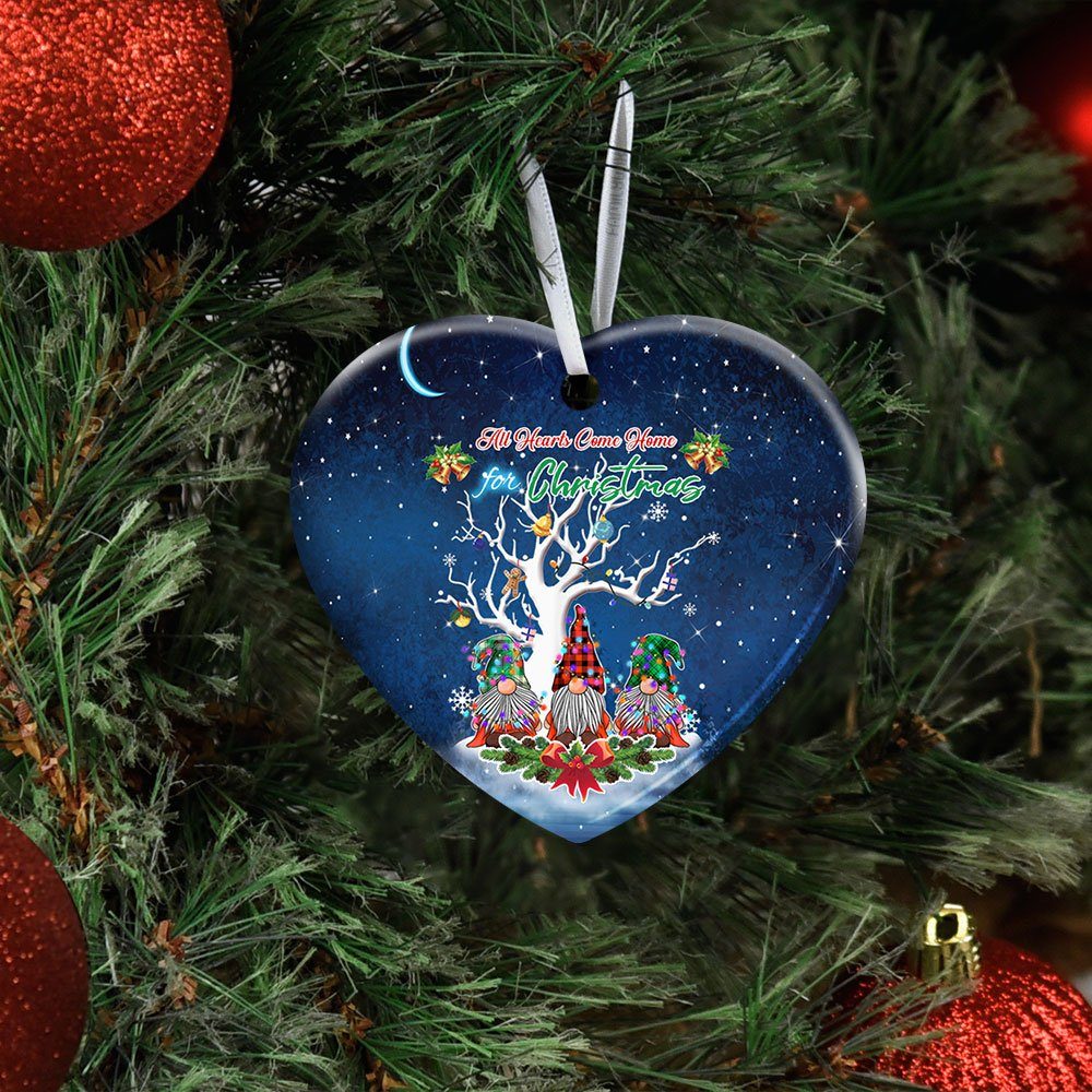 All Hearts Come Home For Christmas. Three Gnomes Ceramic Ornament