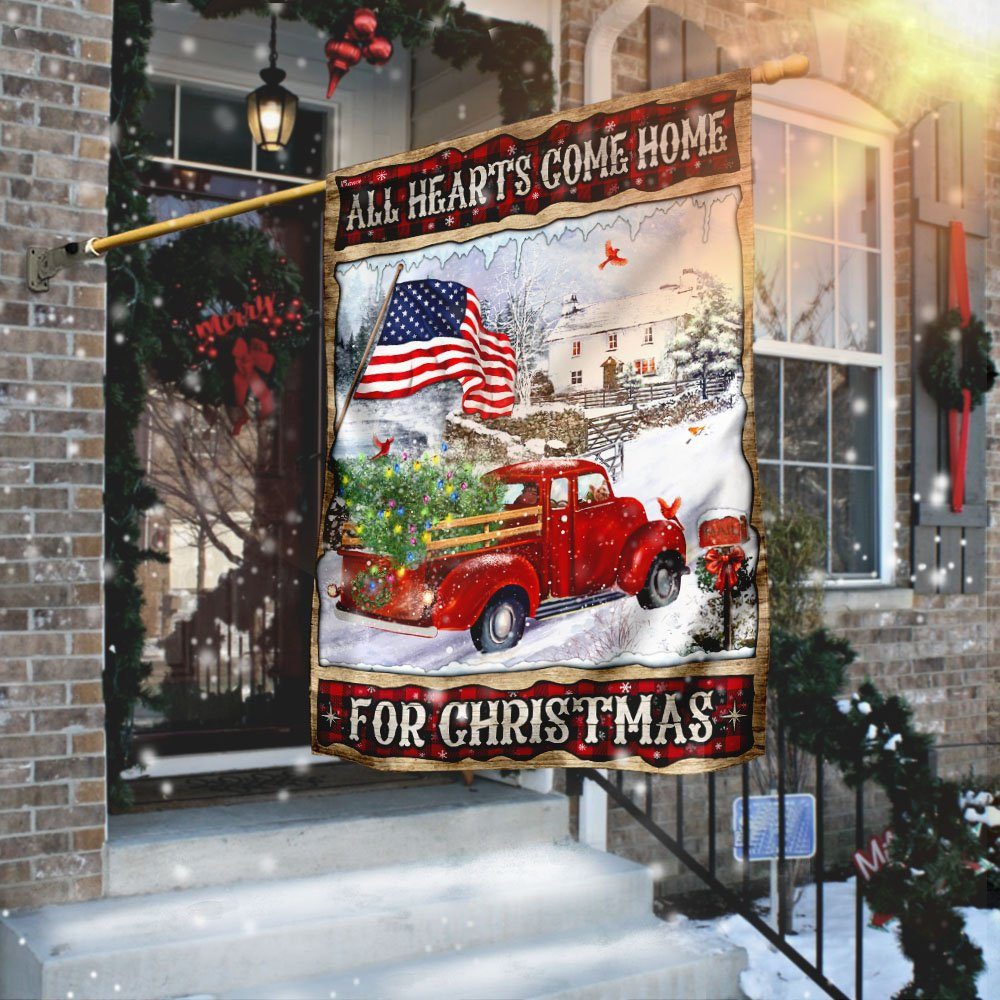 All Hearts Come Home For Christmas Flag