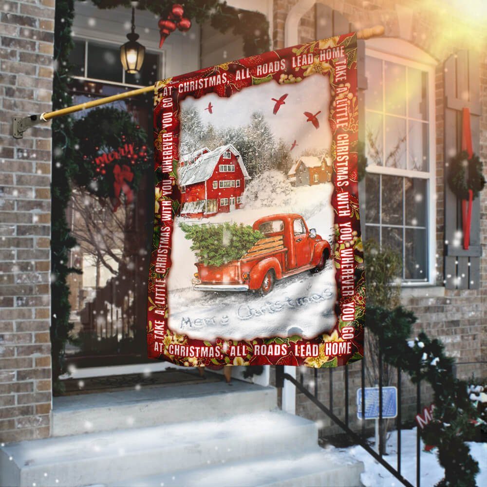 All Roads Lead Home For Christmas Flag