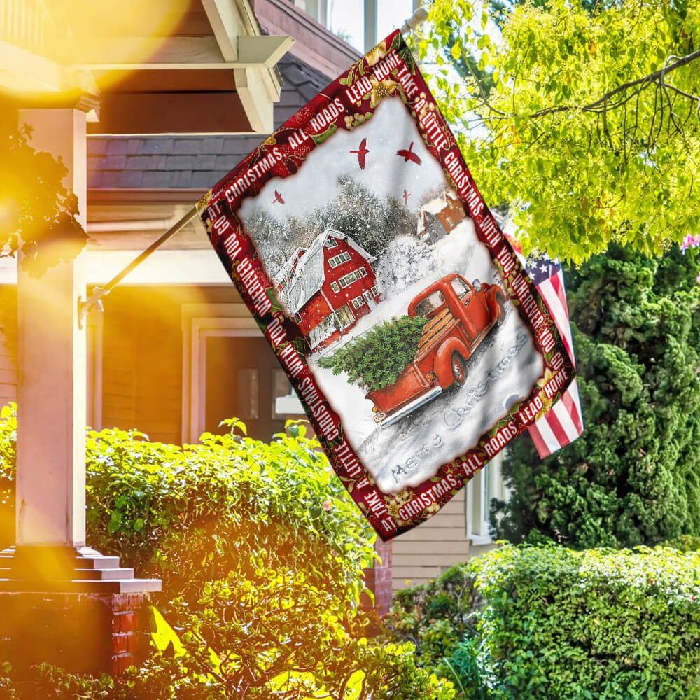 All Roads Lead Home For Christmas Flag