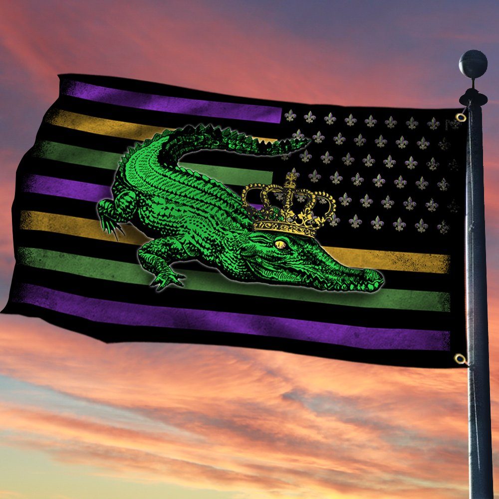 Alligator Grommet Flag Mardi Gras BNT447GF