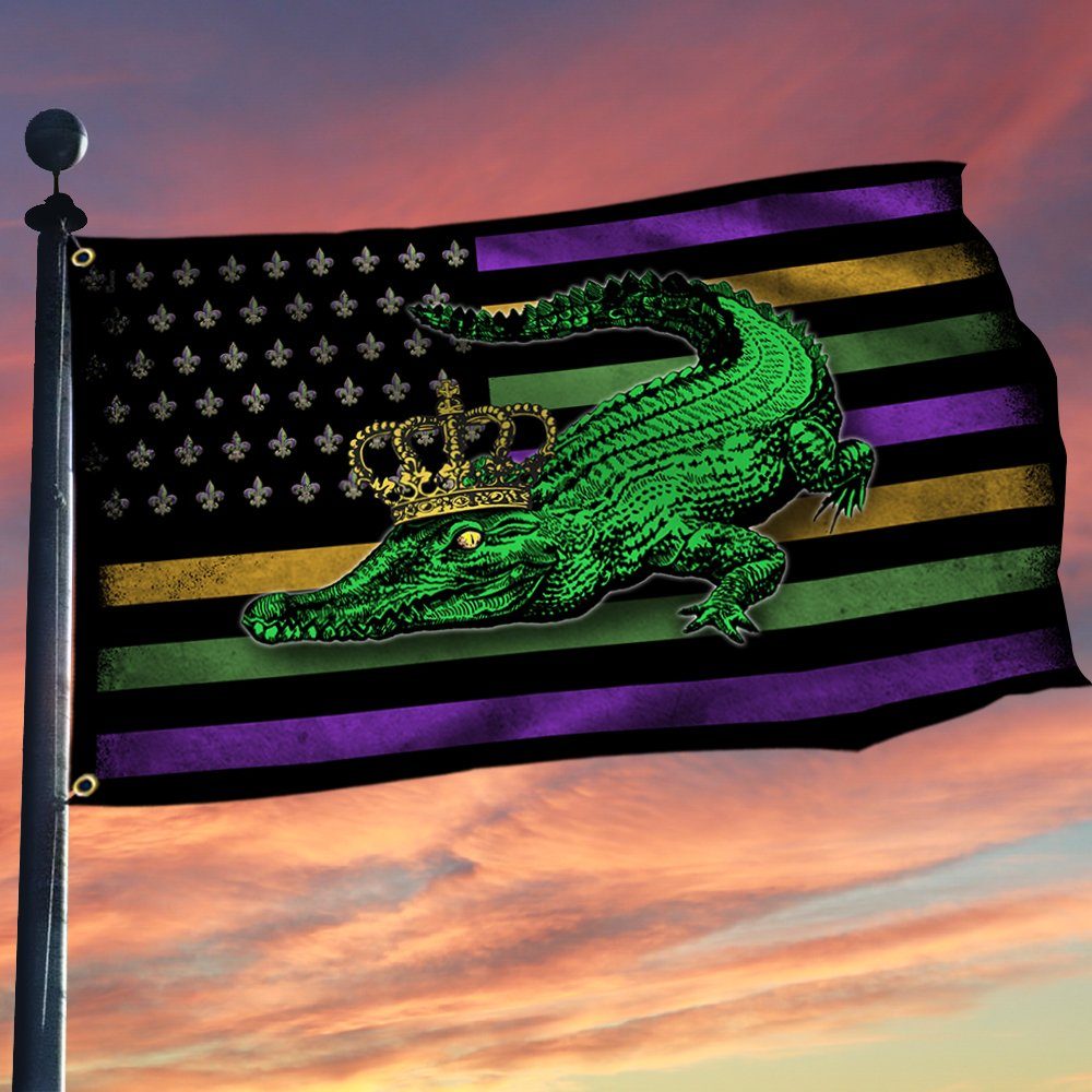 Alligator Grommet Flag Mardi Gras BNT447GF