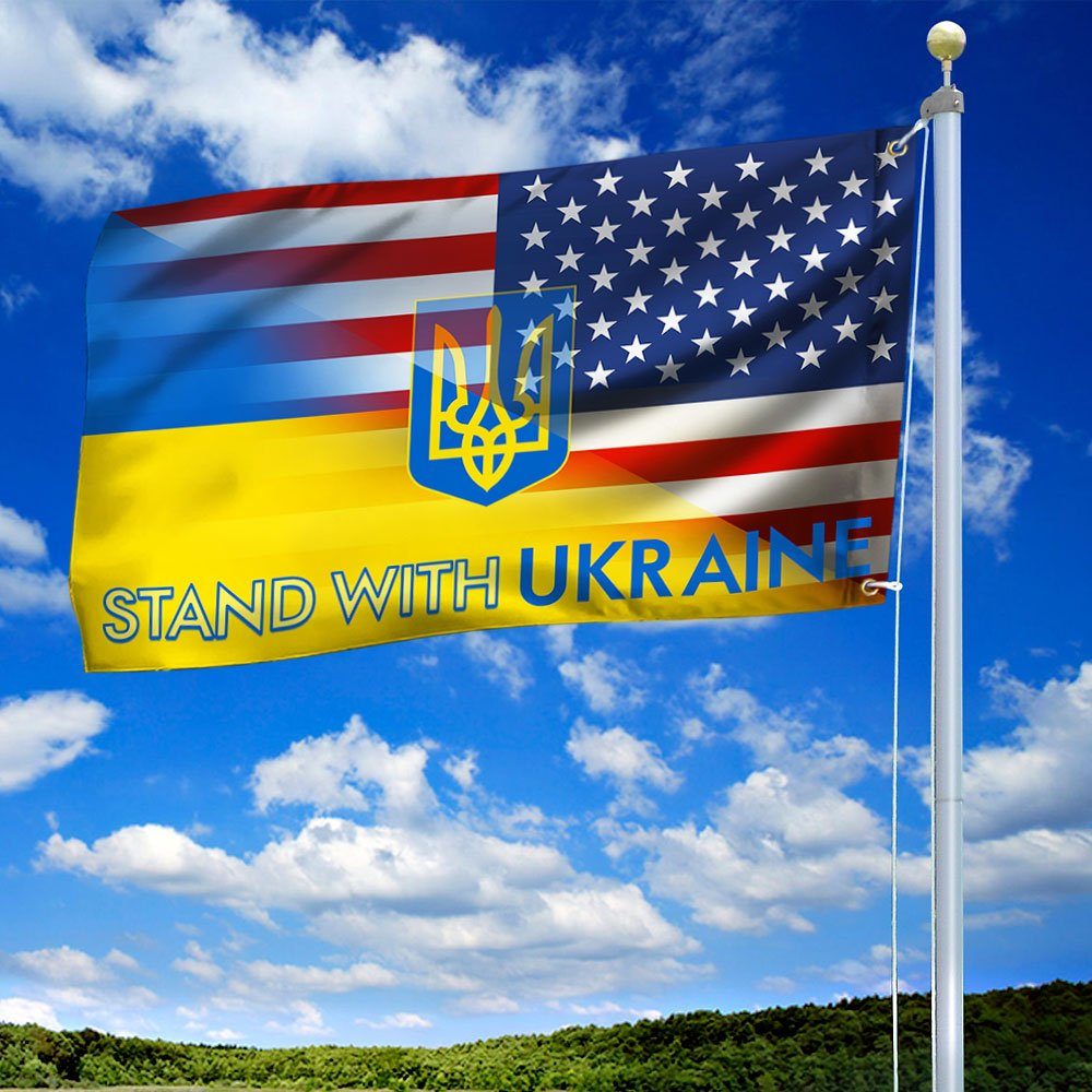 America And Ukraine Grommet Flag Stand With Ukraine BNL557GFv1