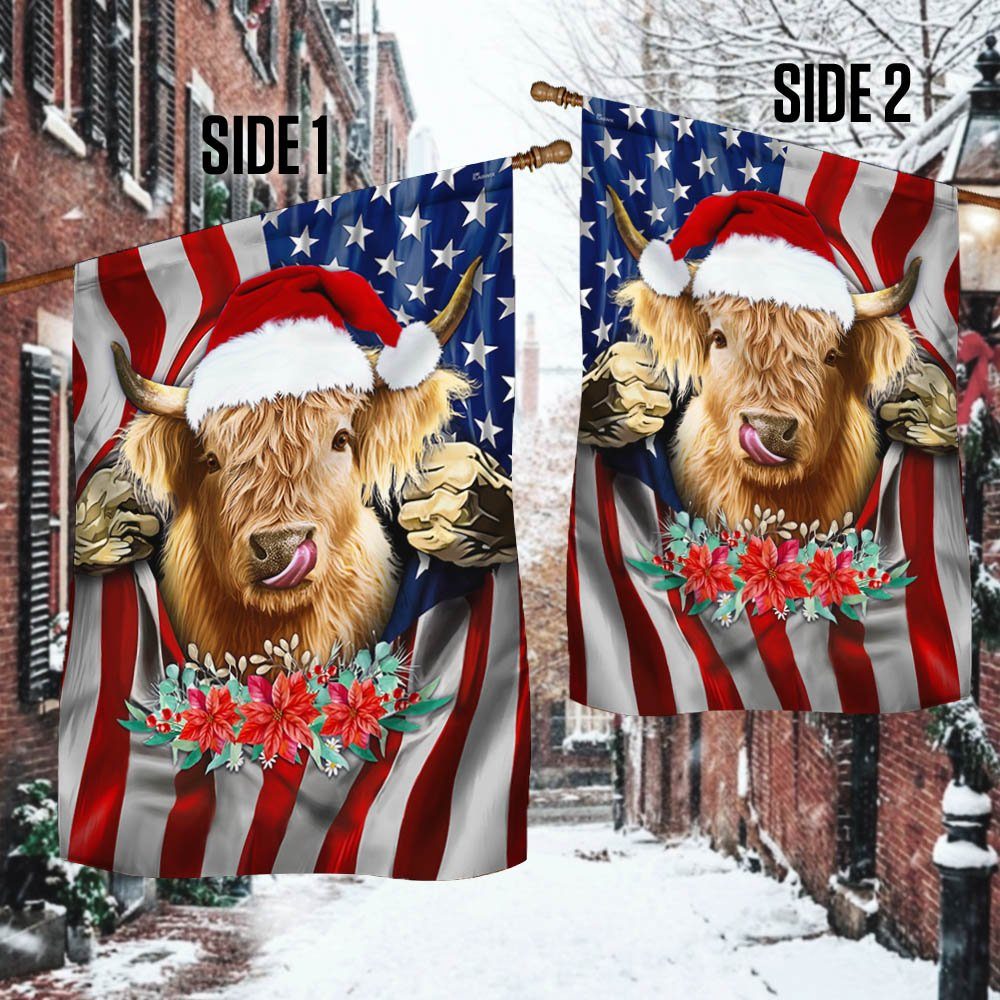 America Highland Cow Christmas Flag MLN787F