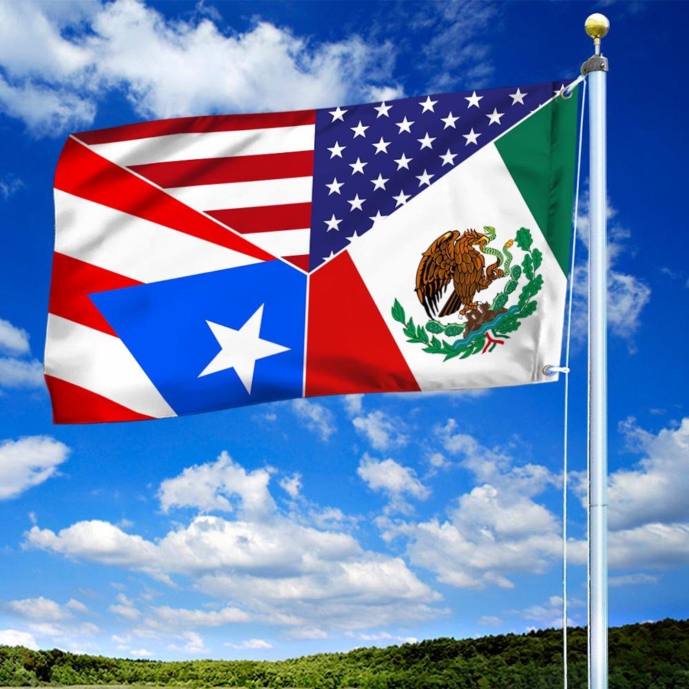 America Mexico and Puerto Rico Together Grommet Flag BNN618GF