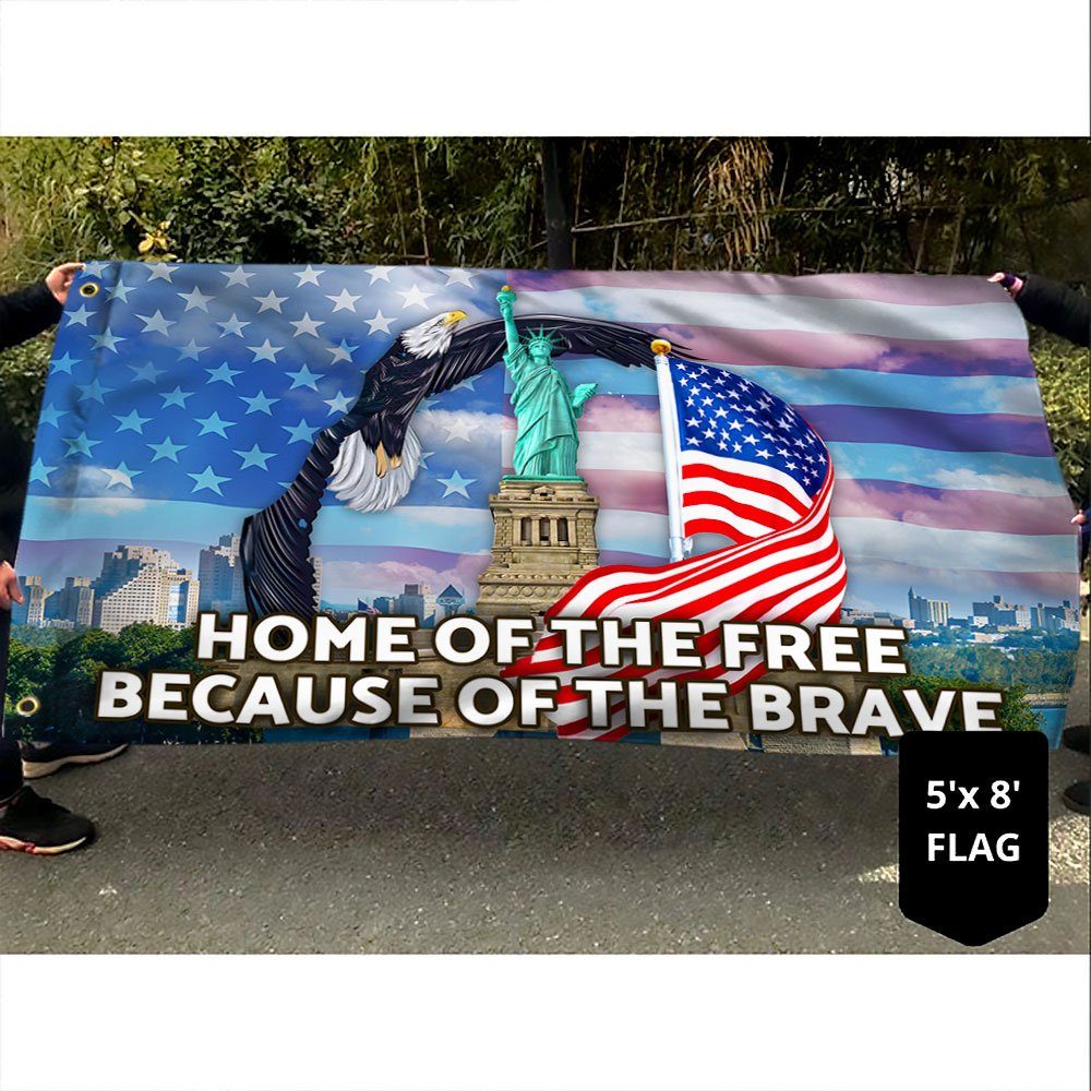 America Patriotic Grommet Flag Home Of The Free Because Of The Brave LNT456GFv1