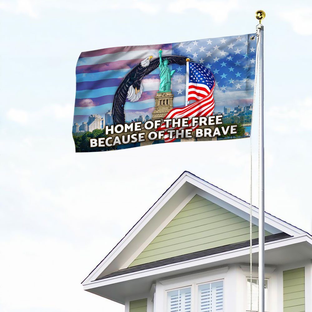 America Patriotic Grommet Flag Home Of The Free Because Of The Brave LNT456GFv1