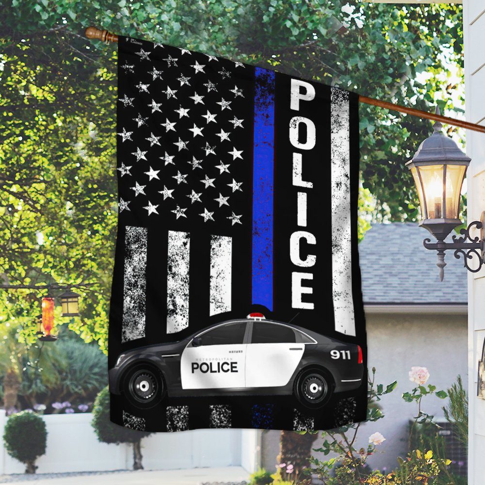 America Police Flag B;ack And White Police Car LNT101F