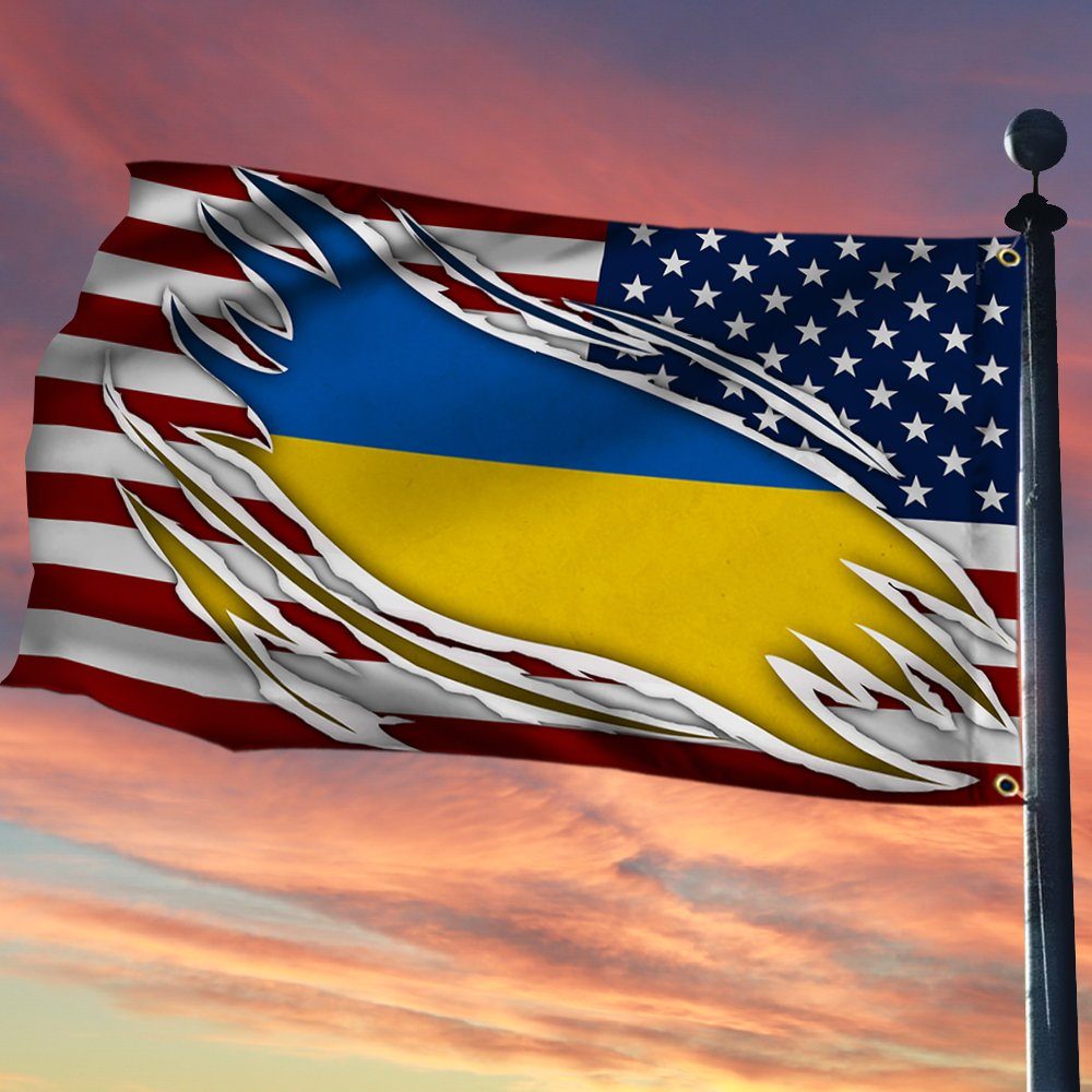 American And Ukrainian Grommet Flag BNT518GFv1