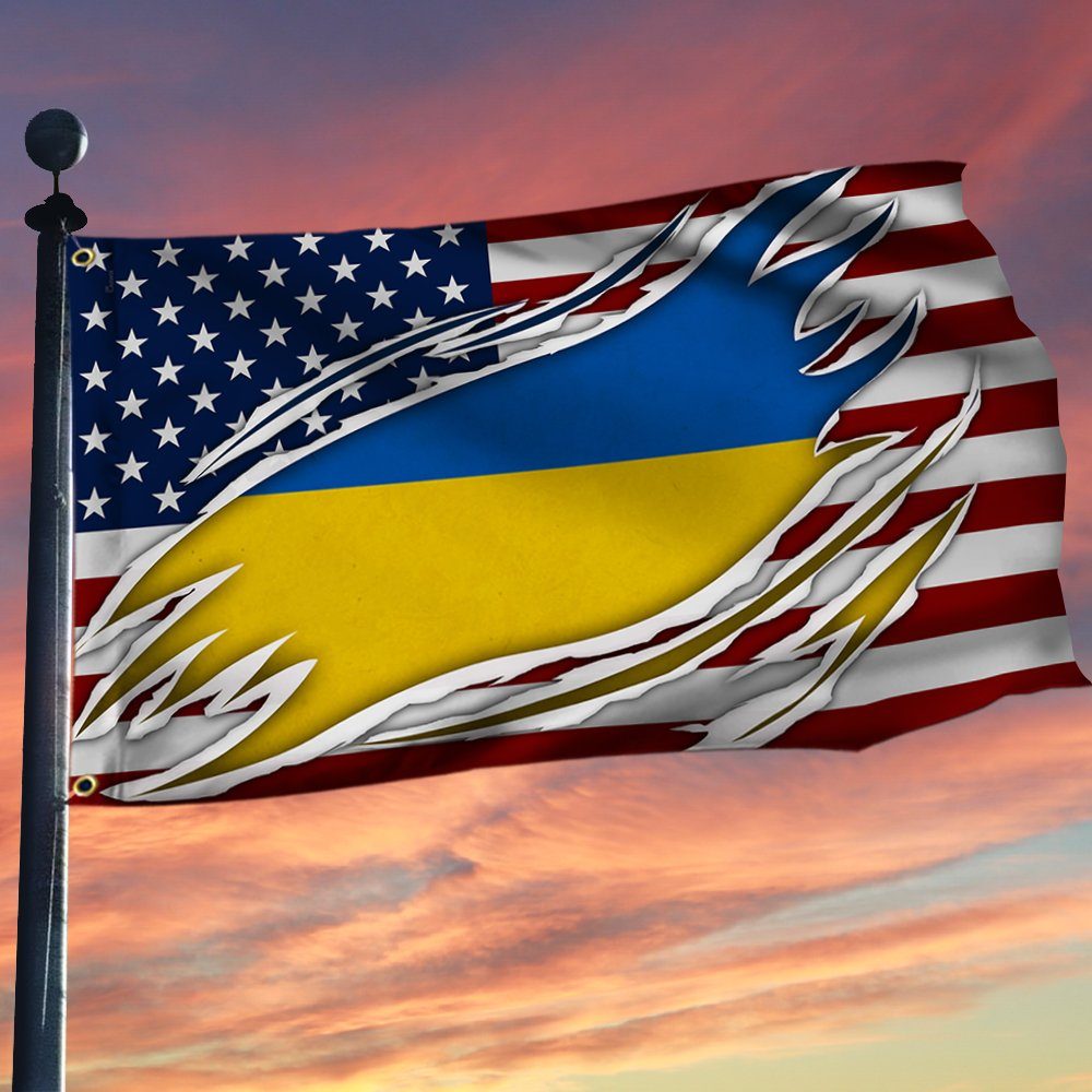 American And Ukrainian Grommet Flag BNT518GFv1