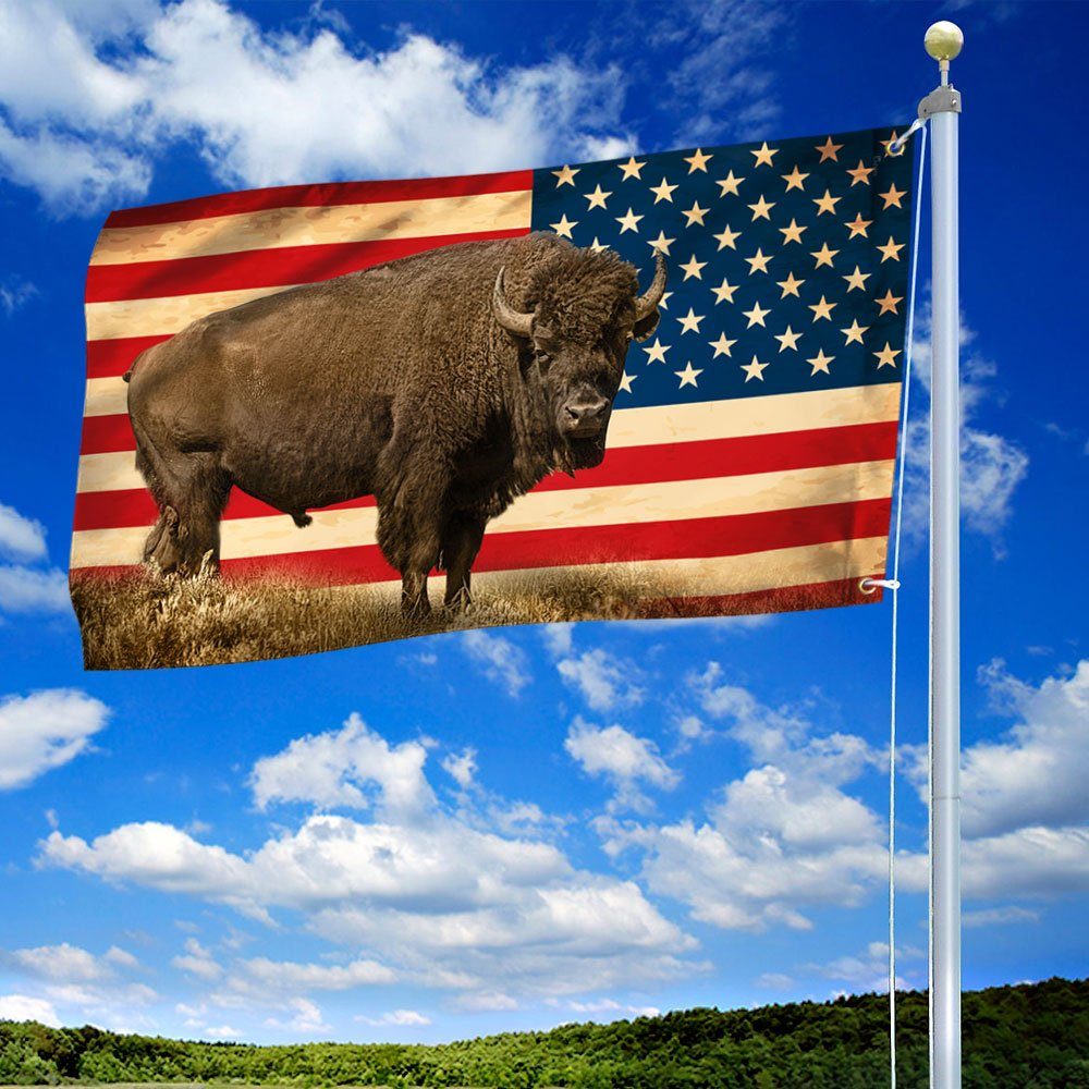 American Bison Buffalo Grommet Flag TQN246GF