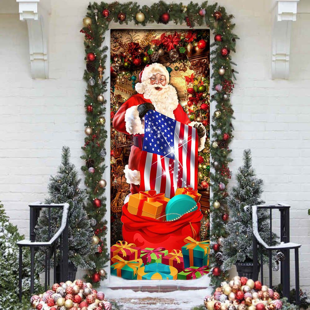 American Christmas Door Cover Santa Laughing NNT105Dv1