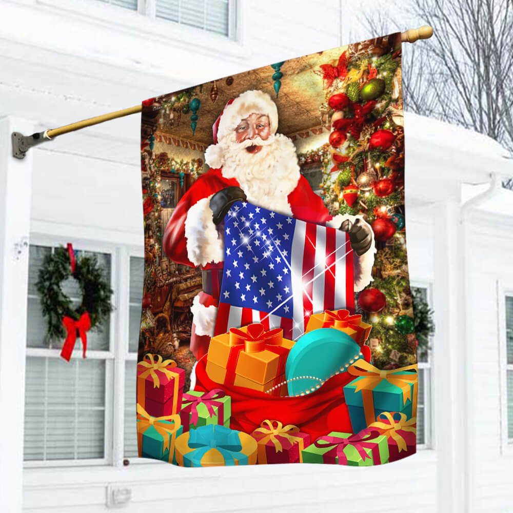 American Christmas Flag Santa Laughing NNT105Fv1