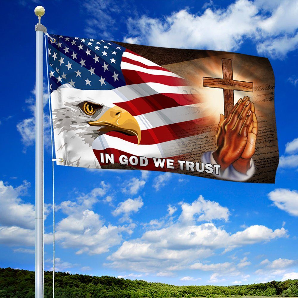 American Eagle In God We Trust Grommet Flag MBH155GFv2