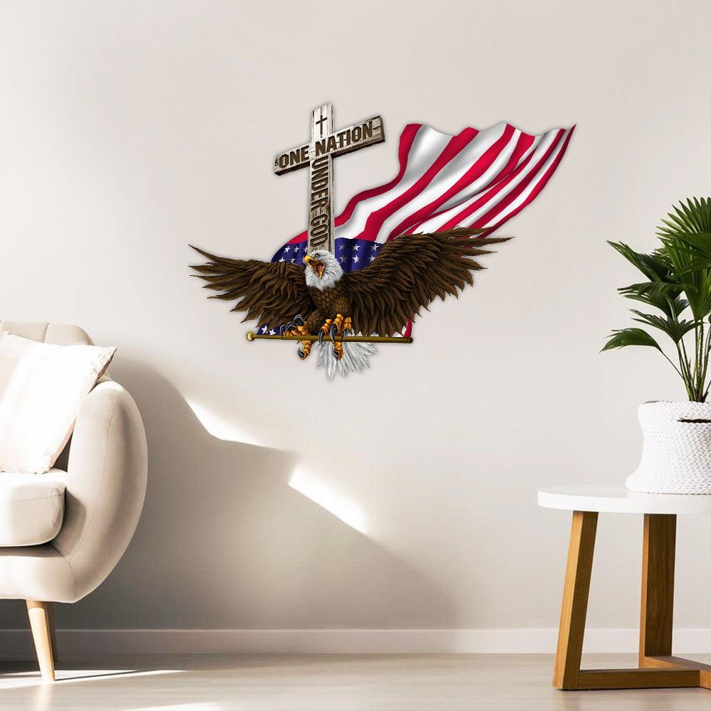 American Eagle Metal Sign One Nation Under God BNN135MSv2